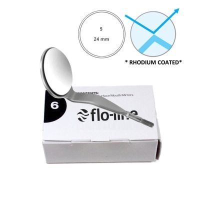 DENTAL MIRROR BOX OF 6, RHODIUM COATED, FIG. 05, ONE SIDED